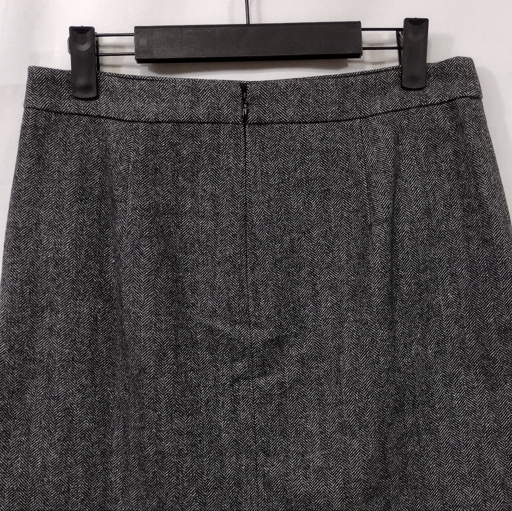 NWT J.Crew Wool Blend Herringbone A-Line Skirt Wimens 2 Gray Office Career 90s - Picture 7 of 11